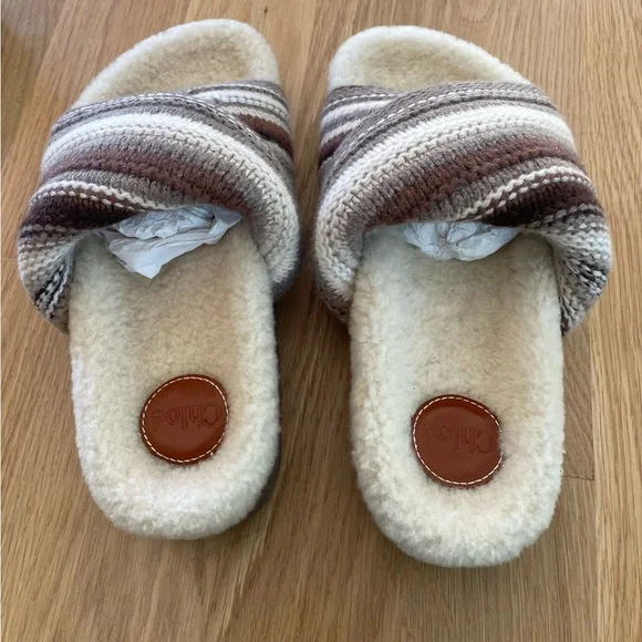 Authentic Chloe multi brown wavy slides Size 8 - Picture 3 of 8